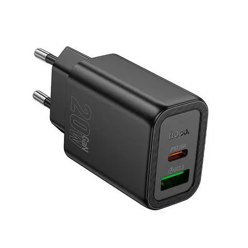 Адаптер сетевой HOCO Gentle charger N61 1USB/1Type-C, 20W/3A, PD/QC| - фото 1