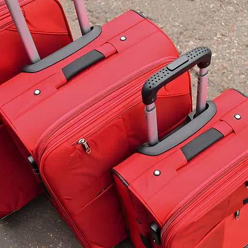 Набір тканинних валіз 3в1 з кодовим замком та телескопічною ручкою червоний (24-292) - фото 4