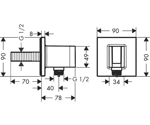 Шланговое подсоединение Hansgrohe Fixfit Porter Square 26486000, Хром - фото 2