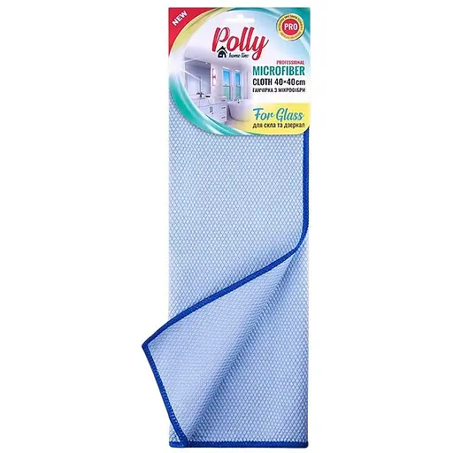 Ганчірка з мікрофібри Polly For Glass для скла 40х40 см блакитна