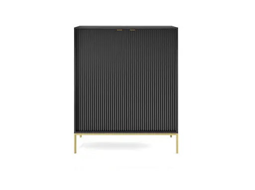 Комод высокий Perfect Home Новая/Nova 2-дверный с золотыми ножками K104 Черный (PFH-091239)