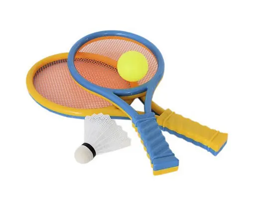 Бадмінтон дитячий MR 0662, ракетки 2шт, м'ячик, воланчик, розмір 37-16,5см, в сітці 43-16,5-4см (6903317443086) Синьо-жовтий - фото 1