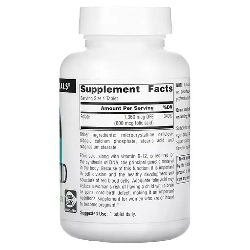 Вітамін В9 Source Naturals Folic Acid 800 mcg, 200 таблеток - фото 2