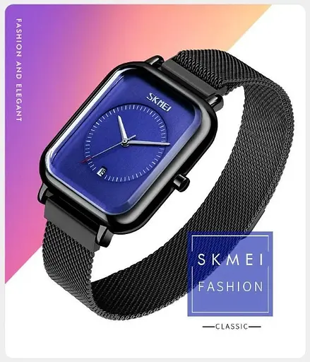 Класичний чоловічий наручний годинник Skmei 9207 Чорні з синім циферблатом - фото 3