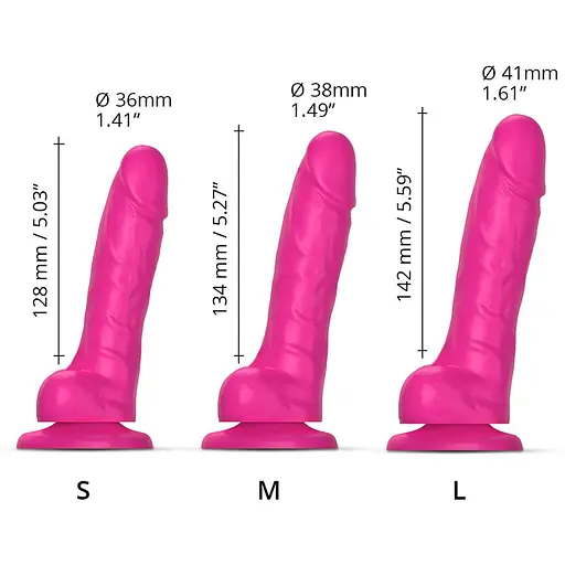 Реалистичный фаллоимитатор Strap-On-Me Sliding Skin Realistic Dildo Fuchsia - M - фото 4