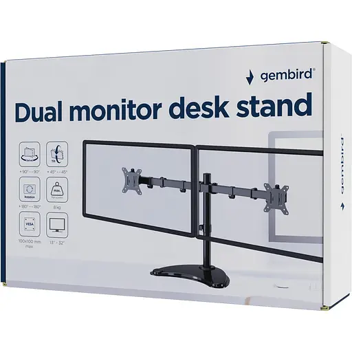 Настільне кріплення для монітора Gembird MS-D2ST-02 13"-32" Black [144478] - фото 5