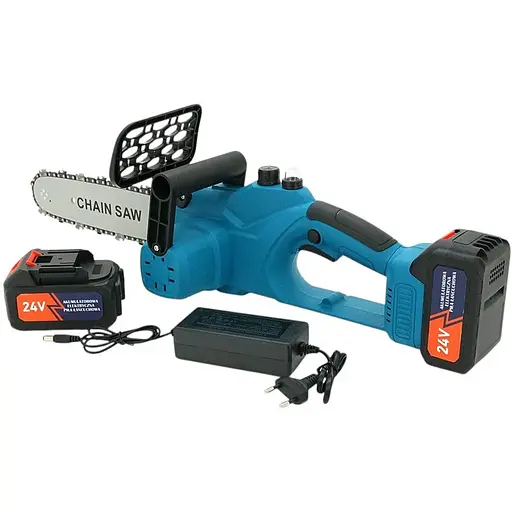 Аккумуляторная цепная пила Domotec Chain Saw 12″ 24V зарядное устройство + 2 аккумулятора