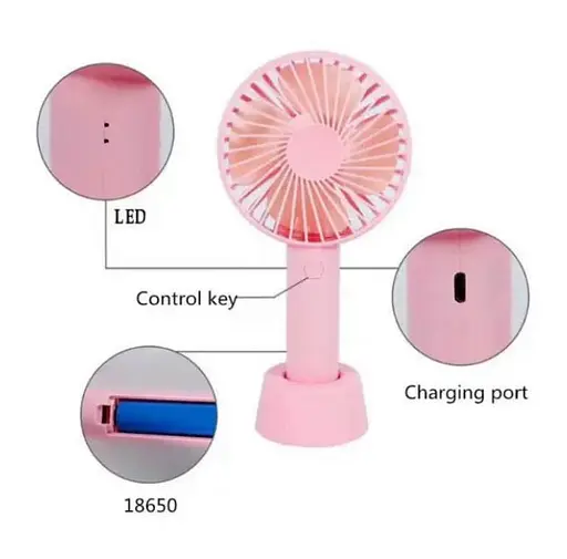 Ручний портативний вентилятор Portable Mini Fan X9 на акумуляторі з ручкою міні вентилятор USB Рожевий - фото 3