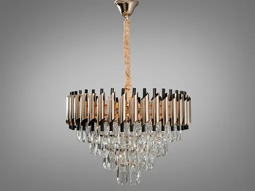 Колоритная новинка, современная хрустальная люстра на 9 ламп, золото+черный - фото 3