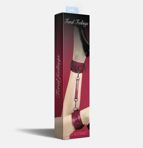Поножи Feral Feelings – Ankle Restraints, натуральная кожа, burgundy - фото 2