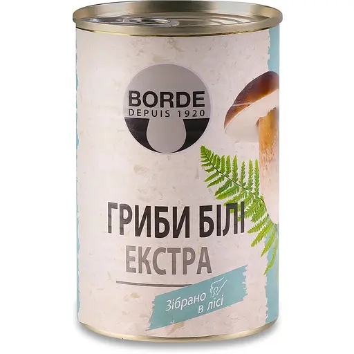Гриби консервовані Borde білі екстра 400 г