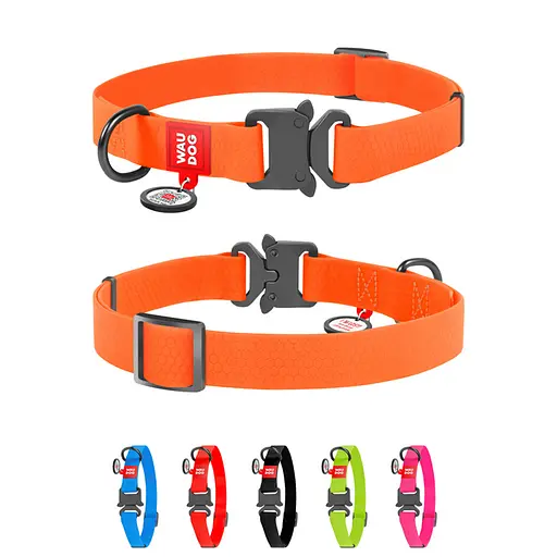 Нашийник для собак водостійкий Waudog Waterproof з QR-паспортом металічна пряжка-фастекс Ш 20 мм Д 28-40 см помаранчевий - фото 2
