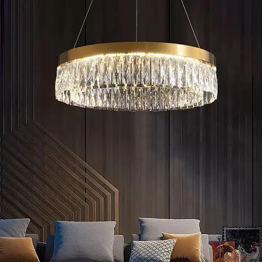 Люстра у латунному кільцевому корпусі з кришталем Ø 60 см | Line F | Арт. MJ310-600 AB - фото 3