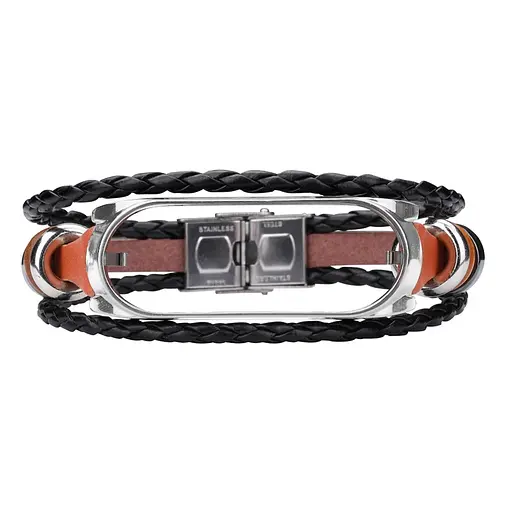 Ремешок винтажный Carprie для фитнес-браслета Xiaomi Mi Band 3 и 4 Type A2 Brown-silver - фото 4