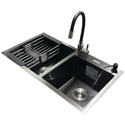 Комплект мийка + змішувач Romzha Arta U-730SDN BL (C) - фото 1