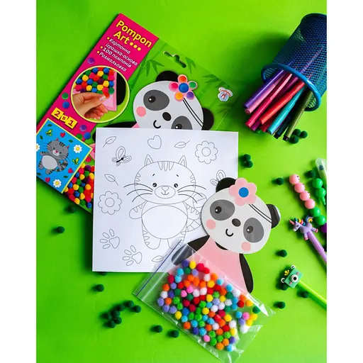 Набор для творчества Панда Pompon Art 10100691, 100 помпонов и раскраска - фото 2