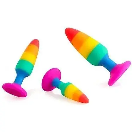 Силіконова анальна пробка Wooomy Hiperloo Silicone Rainbow Plug M діаметр 2.9 см довжина 11 см - фото 5