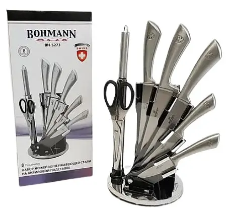 Набір ножів для кухні Bohmann BH-5273 з нержавіючої сталі з підставкою 8 предметів - фото 3