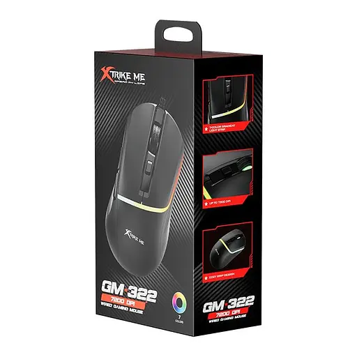 Миша Xtrike Me wired mouse GM-322 BK RGB 1200-7200DPI - фото 2