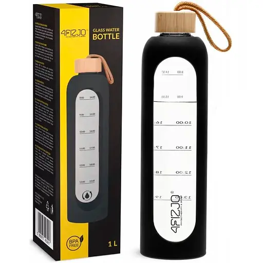 Пляшка для води 4FIZJO спортивна 1000 мл скляна Black (P-5905973403917) - фото 1