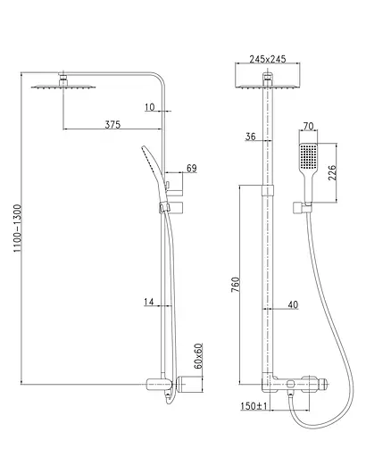 Душова система Imprese T-15300, Хром - фото 2
