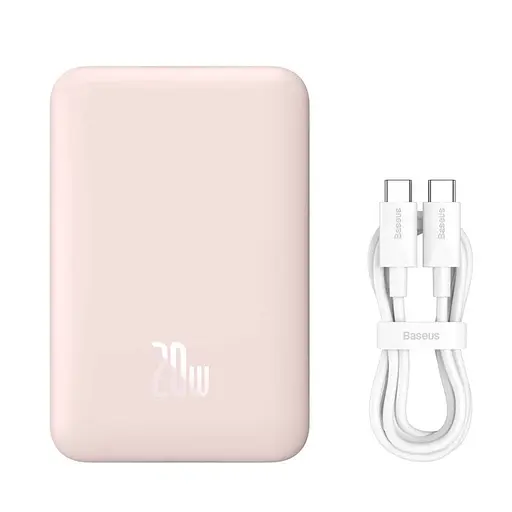 Магнітний портативний павербанк Baseus Magnetic 20 W 10000 mAh з бездротовою зарядкою для iPhone рожевий - фото 4
