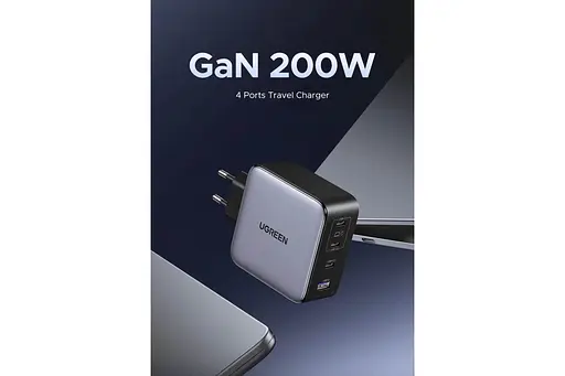 Зарядний пристрій Ugreen 200W GaN Nexode X764 4 порта 1U+3C (UGR-35539) EU вилка сірий - фото 3