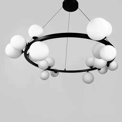 Кольцевая черная люстра с 18 белыми плафонами Ø 95 см | Line F | Ст. BM62/18 BK+WT - фото 3