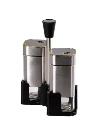 Органайзер набор Condiment Set для специй на подставке с 2 баночки для соли и перца120 мл Нержавеющая сталь - фото 2