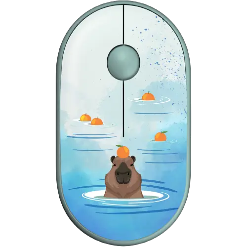 Мышь беспроводная 2E MF300 Capybara Tangerine Silent Green (2E-MF300WCAPIBARAGN)