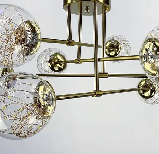 Латунна LED люстра на 8 прозорих плафонів із вбудованими світлодіодами Line.F K 26/8 AB - фото 3