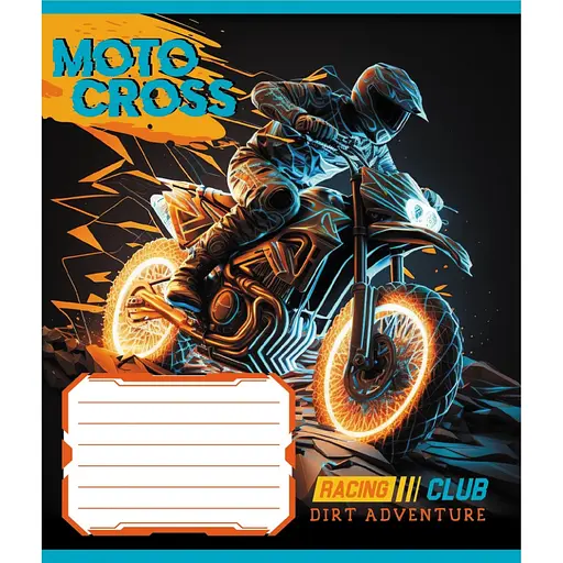 Зошит учнівський "Мотокрос" Leader 012-520071L-1 в лінію, 12 аркушів - фото 1