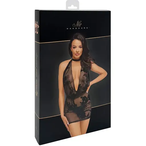 Платье Noir Handmade F313 Mythos Mini fLocked mesh dress With jewelry rhinestOne chain - S - фото 7