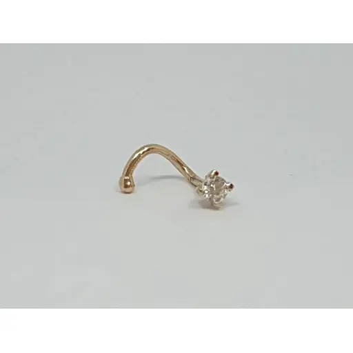 Золота сережка-пірсинг Favoritum в ніс з фіанітом. 311130 - фото 2