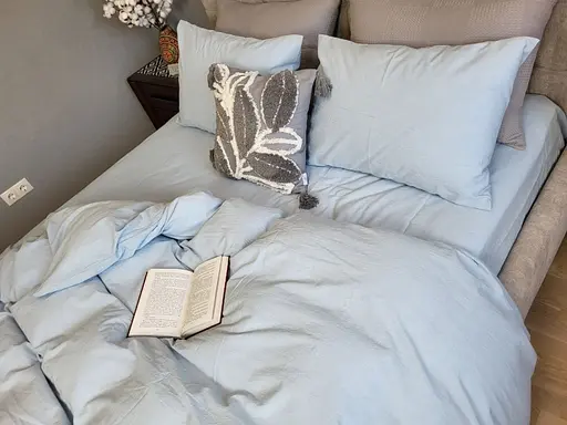 Комплект постельного белья из вареного хлопка светло-голубой Sky Blue, Washed Cotton - фото 4