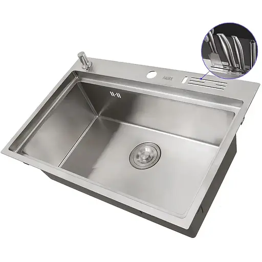 Накладна мийка для кухні Nett NS-7048 з нержавійки кухонна станція - фото 3