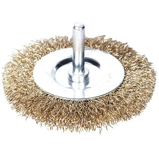 Щітка дротяна дископодібна Sigma Ø75мм хвостовик Ø6мм (латунірованна) (9013071) - фото 1