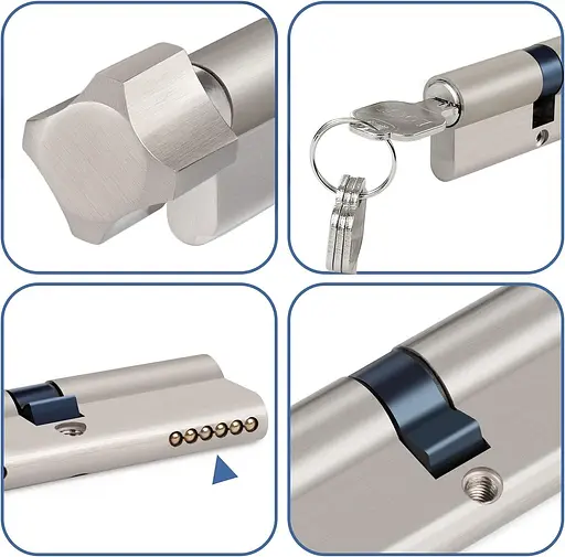 Циліндровий замок Hengsong 30/30 з 8 ключами металевий сріблястий - фото 2