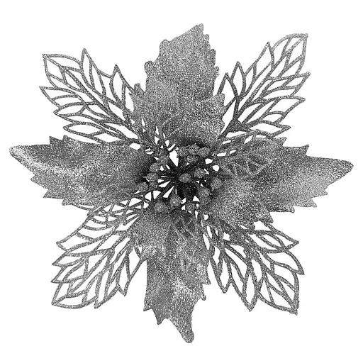 Ялинкова іграшка MIS LT Квітка Різдвяник 17х17х4 см срібний - фото 1