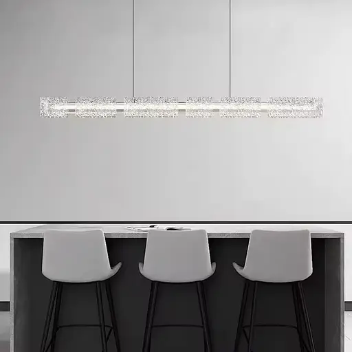 Підвісна видовжена люстра із пластинами у вигляді прозорих крижин 100 см | Line F | Арт. MJ371-L1000 BK - фото 6