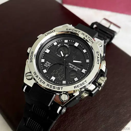 Наручний годинник чоловічий 739 Black-Silver Sanda acs0030962 - фото 6