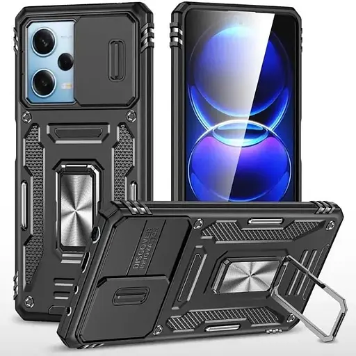 Чохол ударостійкий Epik Camshield Army Ring для Xiaomi Redmi 12/Poco M6 Pro 5G Чорний/Black - фото 1