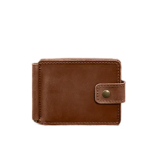 Кожаный портмоне 13.1 зажим с хлястиком светло-коричневый Crazy Horse - фото 11