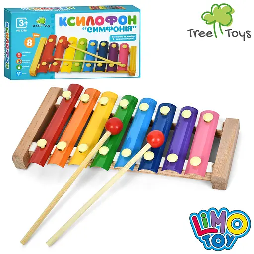 Дерев'яна іграшка Limo Toy "Ксилофон" 24х13,5х3см, 8 тонів, 2 палички MD1378 - фото 2