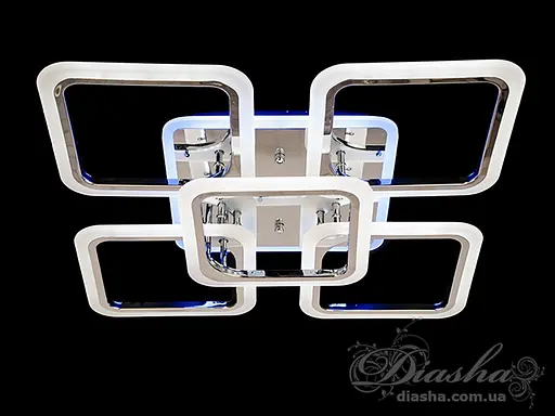 LED люстра під стелю з пультом, диммером і підсвіткою, хром, 120W - фото 3