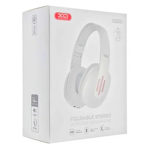 Беспроводные наушники XO BE39 накладные, BT5.0, AUX, 200mAh, 20h, Белый - фото 4