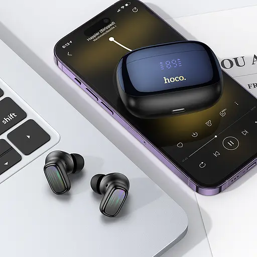 Бездротові навушники Hoco EQ20 Rhyme true wireless ANC+ENC noise reduction BT headset, BT5.4, 40mAh, 400mAh, 6-7h, black - фото 5