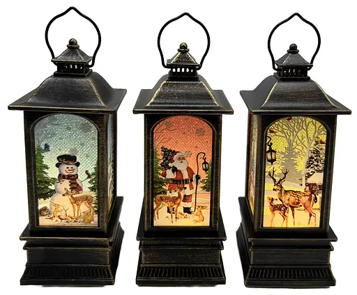 Ліхтар декоративний новорічний Дід Мороз, Сніговик, Олень, зі світловими ефектами, LED, бронза (В асортименті) - фото 2