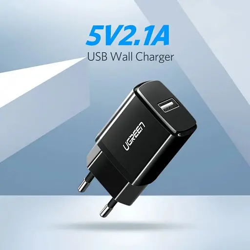 Мережевий зарядний пристрій Ugreen ED011 USB Wall Charger 2.1A чорний (50459) - фото 3