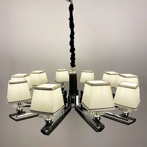 Люстра с черной экокожией на 10 абажуров Line.F S 1449/10 BK - фото 5